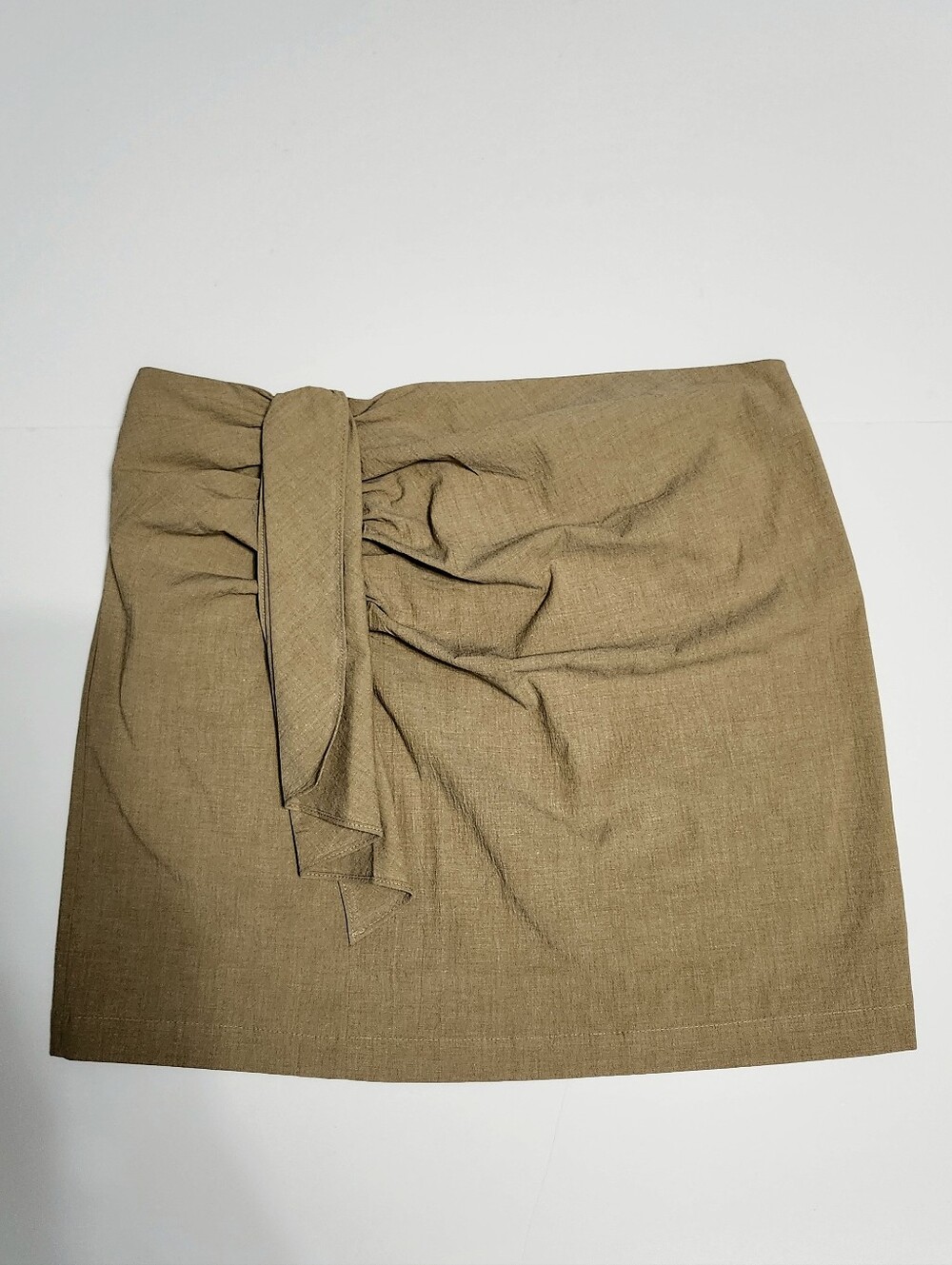 Mango sz L Sand Gathered Front Mini Skirt NWT - Picture 8 of 10